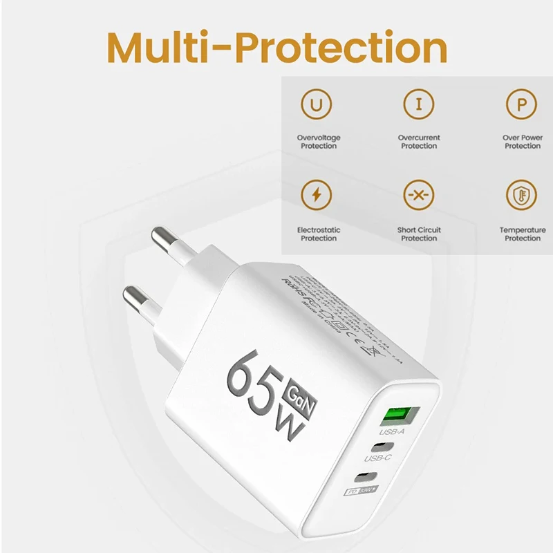 65W USB-C kiirlaadija 3 pordiga - Pilt 5