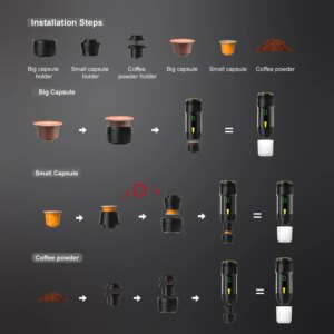Kaasaskantav juhtmevaba espresso kohvimasin 3-in-1 reisimiseks - Pilt 5